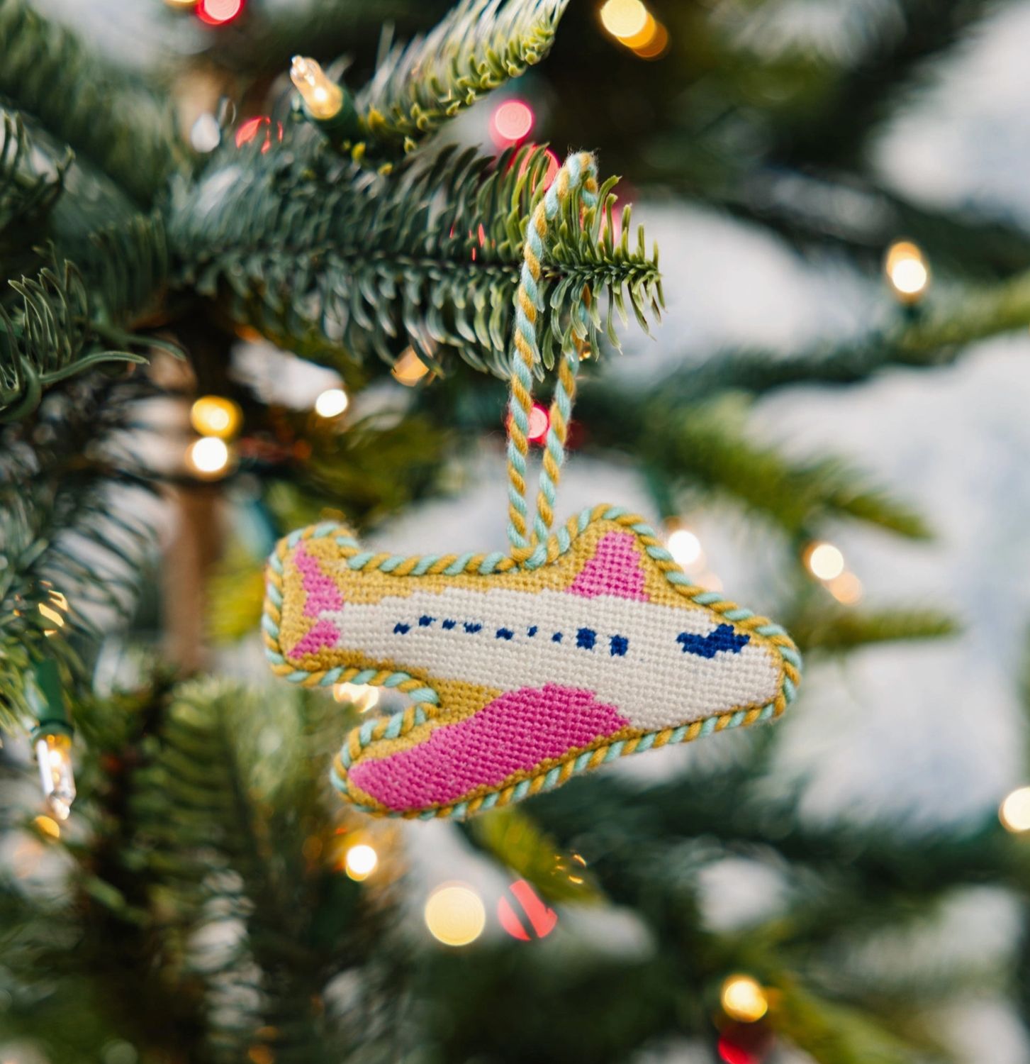 Airplane Needlepoint Ornament