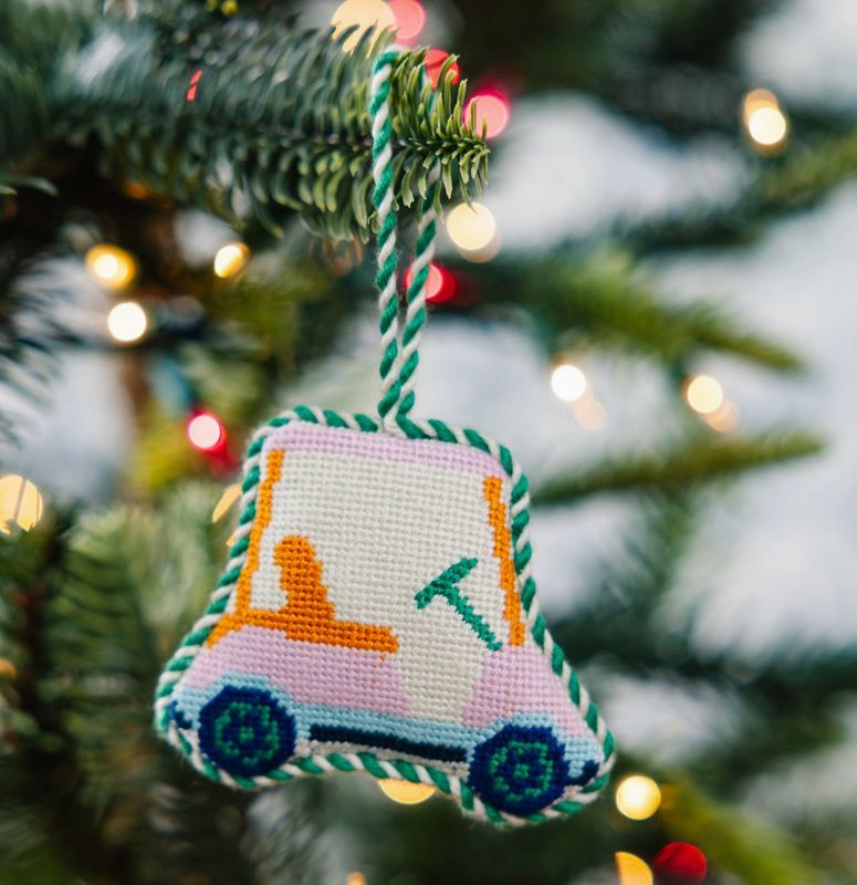 Golf Cart Needlepoint Ornament