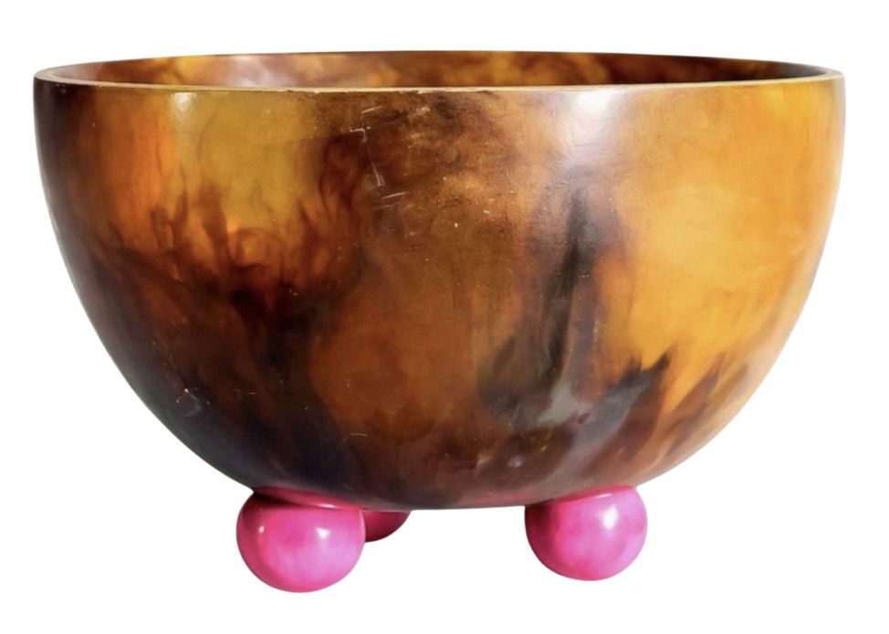 Tortoise Resin Footed Serving Bowl