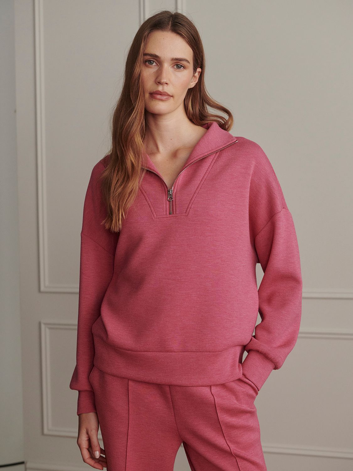 Hawley Half Zip Sweat- Rumba Rose
