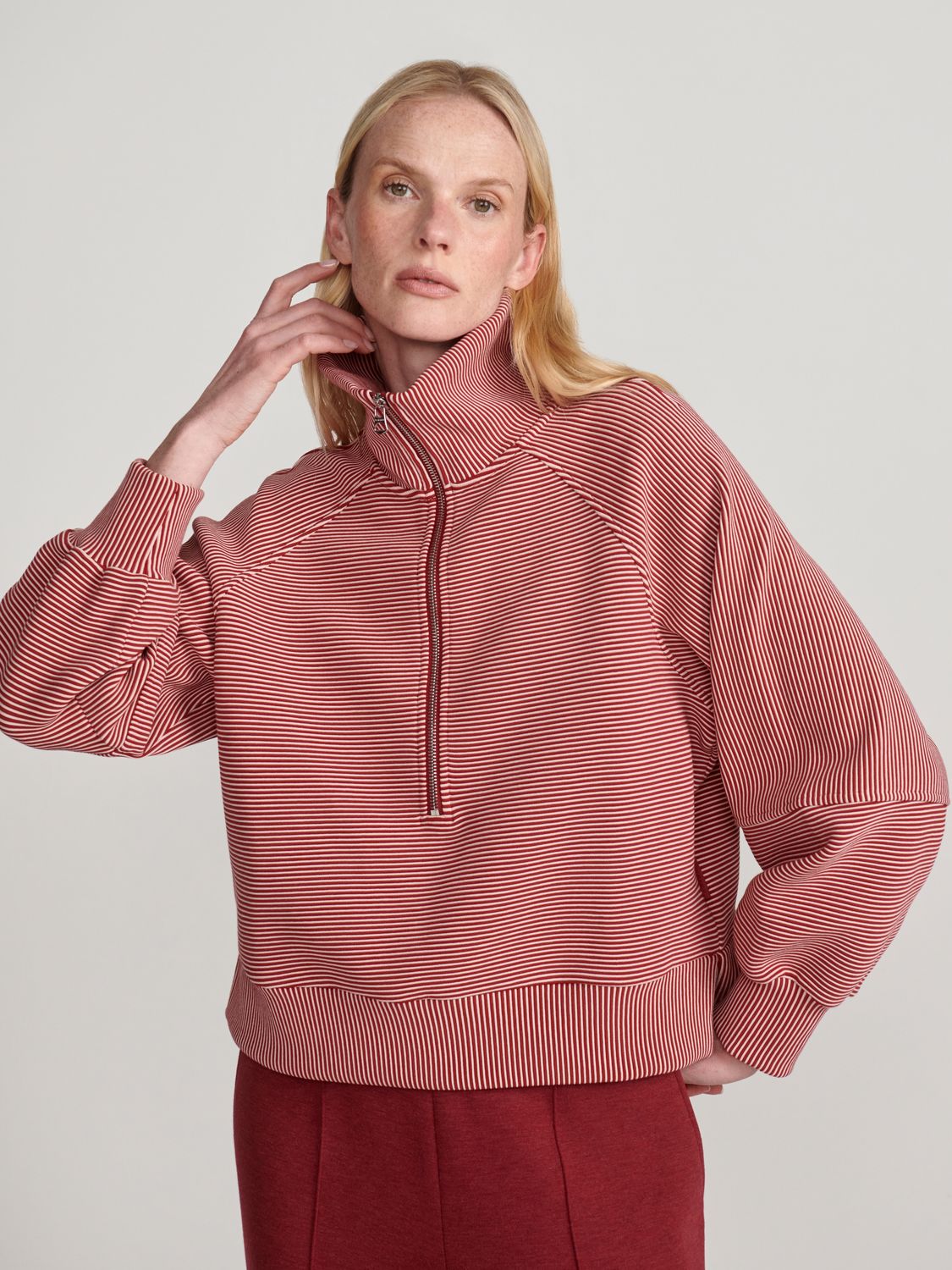 Milano Half Zip Sweat 2.0 - Winery/Peach