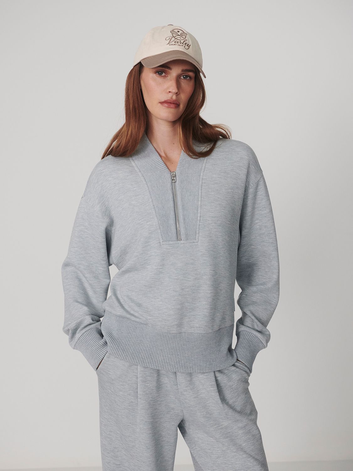Sally Half Zip Sweat-Blue Green Marl