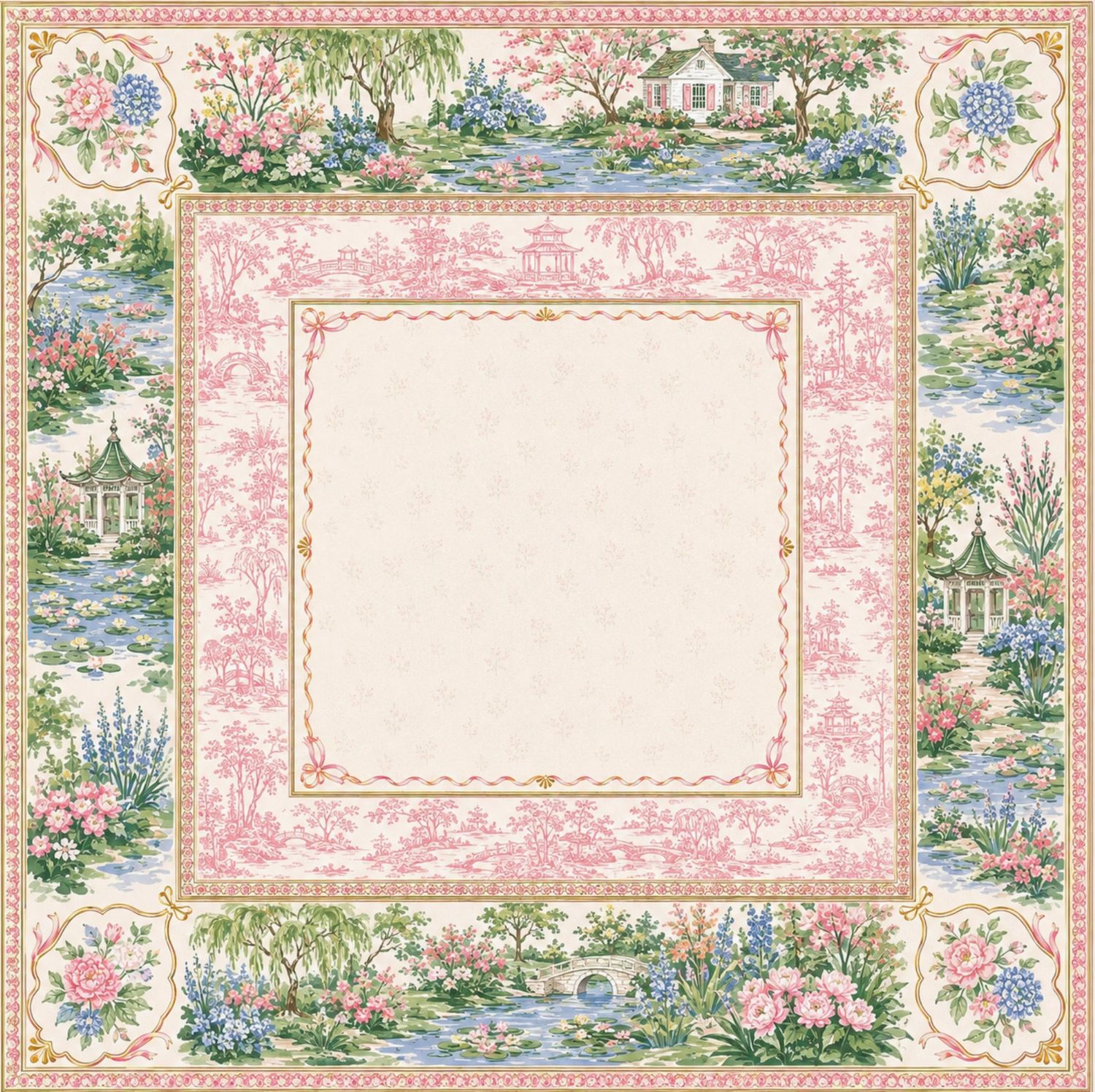 Sunday in the Garden-Chinoiserie Mahjong Mat