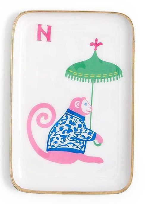small metal mahjong tray monkey