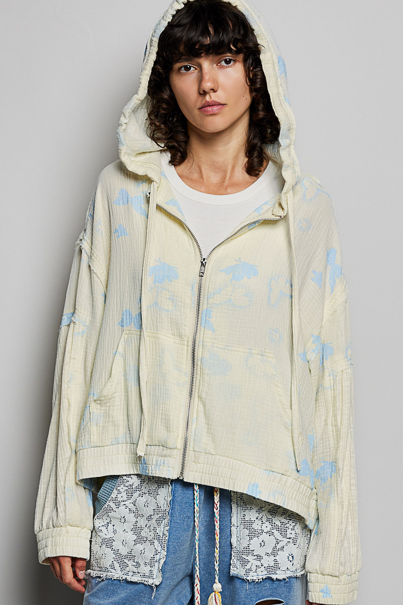 everything • powder blue butterfly zip up
