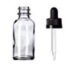 60 ML (2 OZ) Clear Glass Boston Round Bottles with Black Bulb Glass Droppers