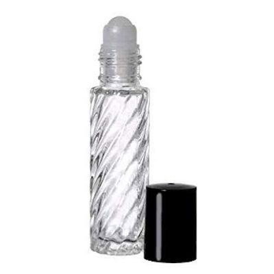 10ml (1/3 OZ) Roll on Swirl Glass Bottle With Plastic Housing Ball and Plastic Caps,