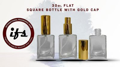 30ML FLAT SQUARE BOTTLE WITH GOLD SPRAY CAP-288PCS