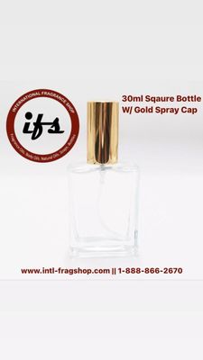 60 ml Square Plat Empty Glass Perfume Bottle with Gold Fine Mist Spray Pumps,