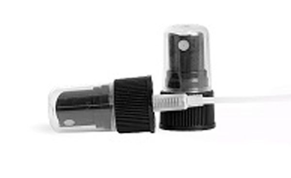Black Fine Mist Sprayer For 30 ML Boston Round Bottle, 20/410 Finish,