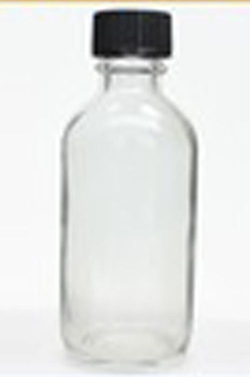 120 ml (4 OZ) Boston Round Clear Bottle with Black Polycone Cap,