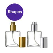 60 ml Square Flat Empty Glass Perfume Bottle with Silver Fine Mist Spray Pumps,