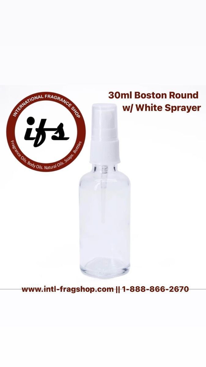 60 ml Boston Round Empty Glass Bottle with White Fine Mist Spray Pump