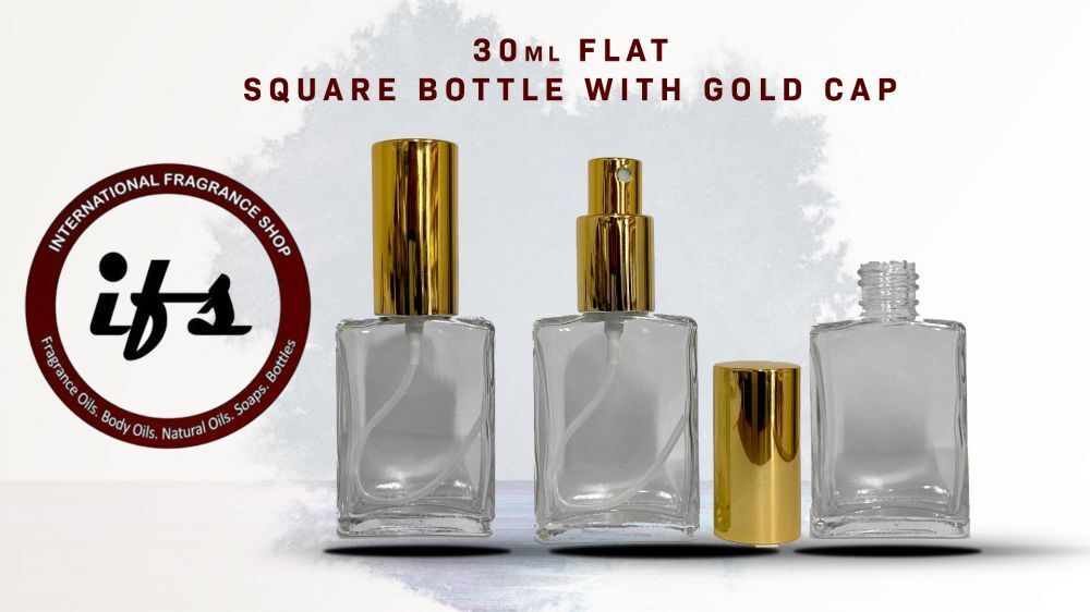30ML FLAT SQUARE BOTTLE WITH BLACK CAP-144PCS