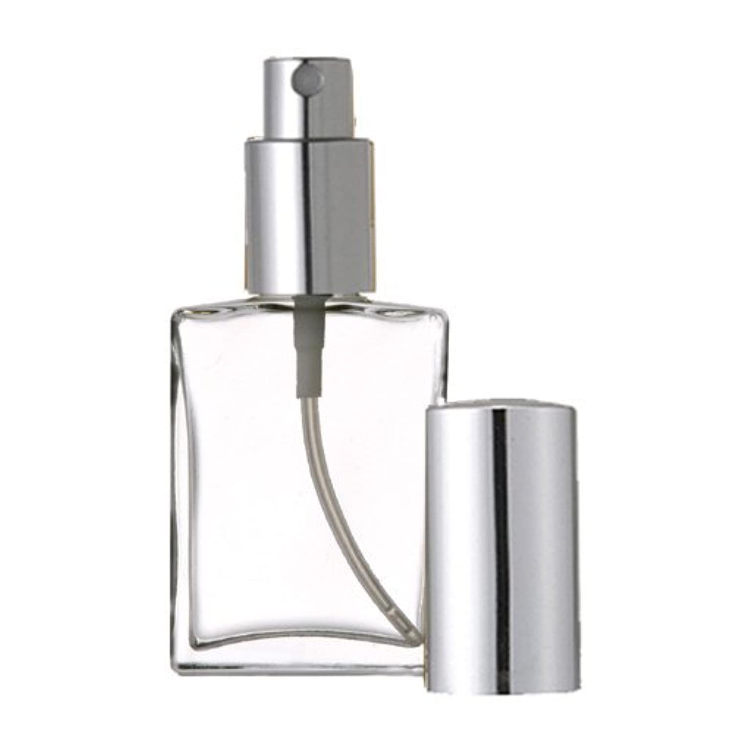 30 ml Square Flat Empty Glass Perfume Bottle with Silver Fine Mist Spray Pumps,