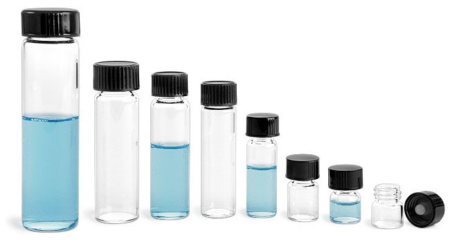 Vials, 1 Drum Clear Glass Vials with Screw Cap,