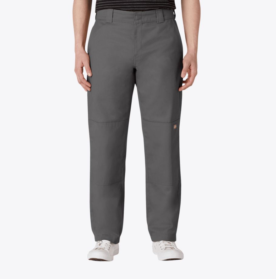 Mens Flat Front Double Knee Pants