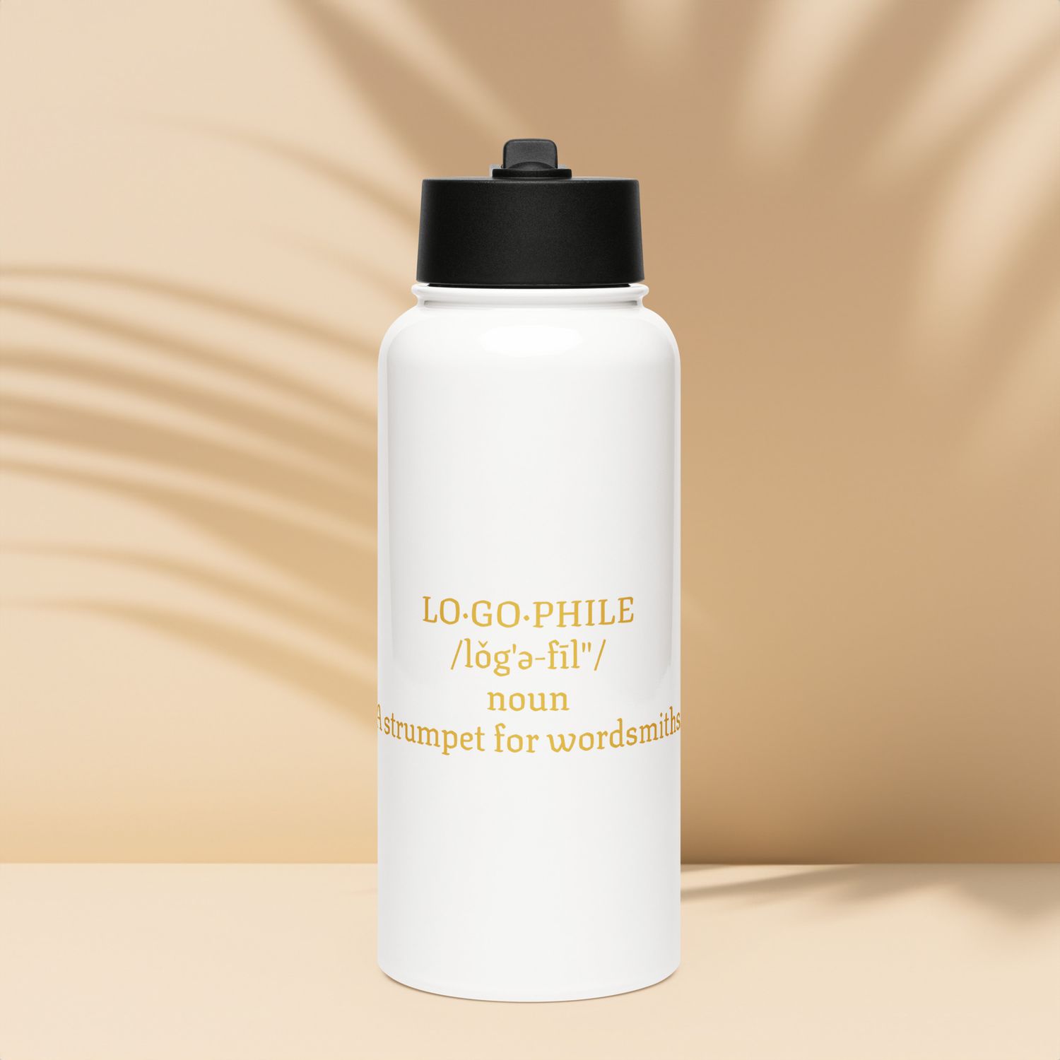 LOGOPHILE Stainless steel water bottle with a straw lid