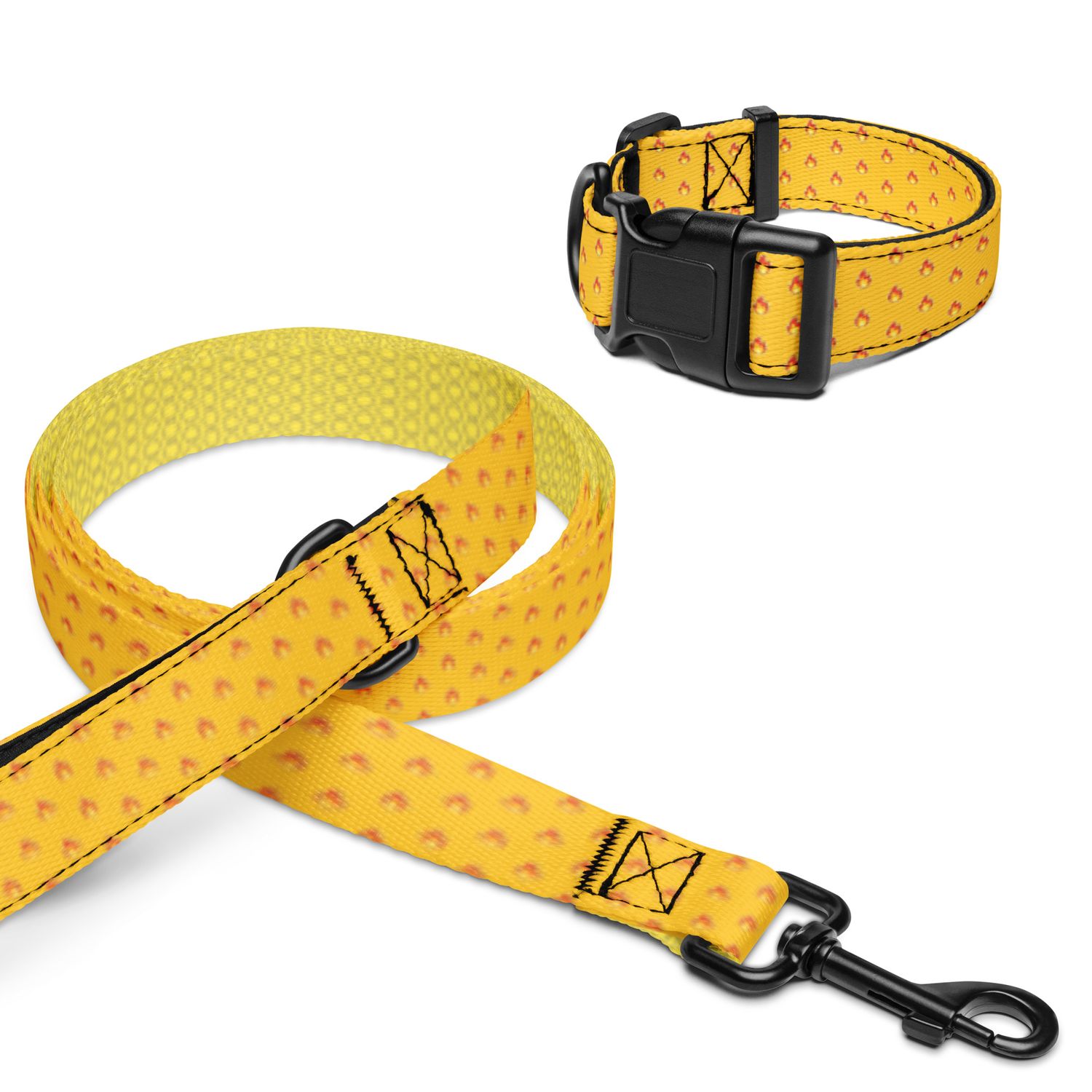 Yellow Fire Pet Collar &amp; Leash
