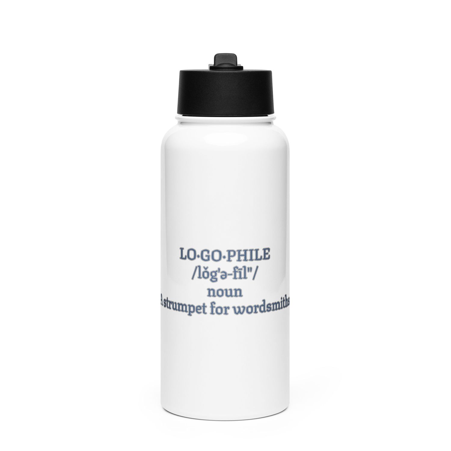 Logophile Stainless Steel Water Bottle With A Straw Lid