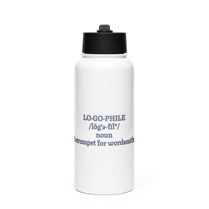 Logophile Stainless Steel Water Bottle With A Straw Lid