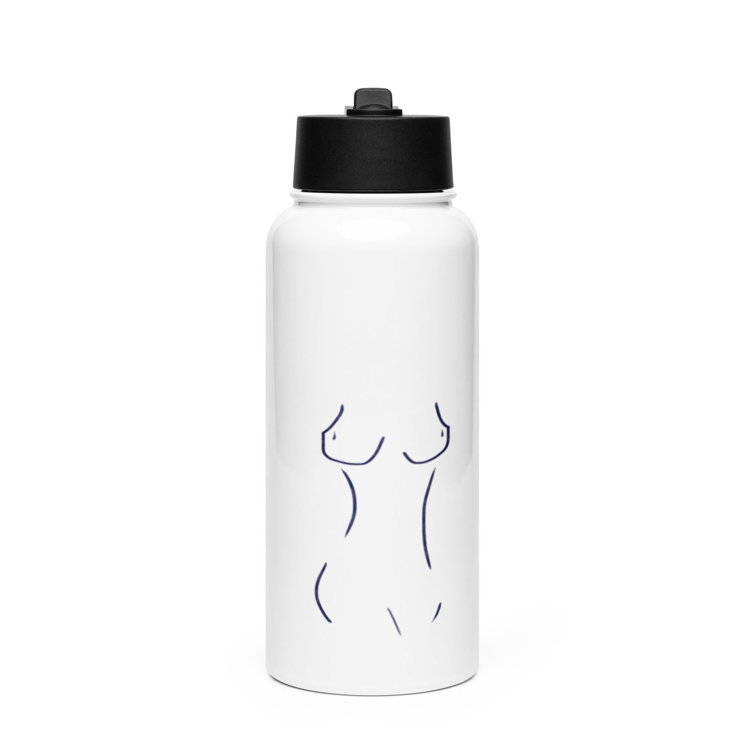 Curvy Nude Stainless Steel Water Bottle With A Straw Lid