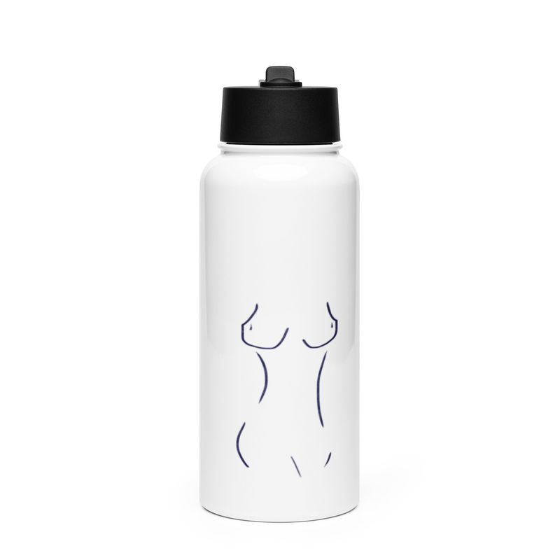 Curvy Nude Stainless Steel Water Bottle With A Straw Lid