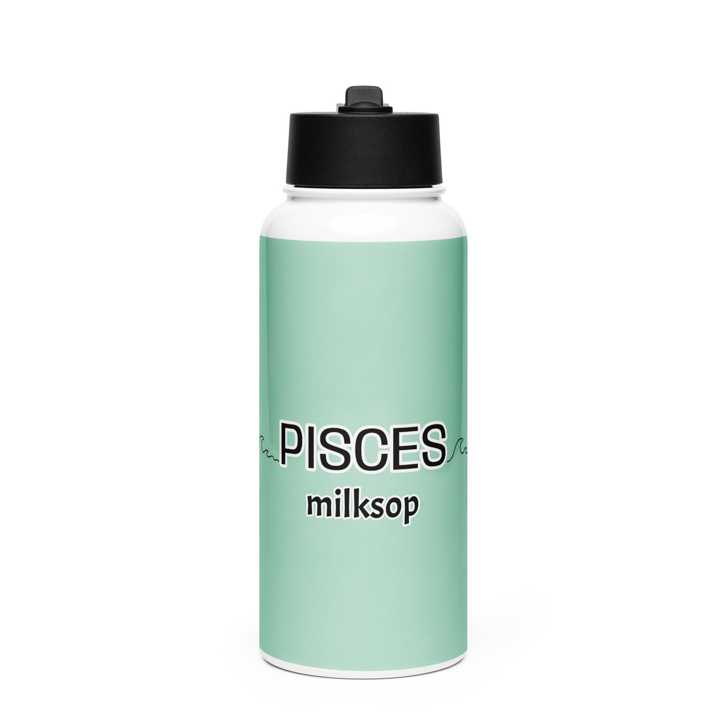PISCES Milksop Stainless Steel Water Bottle With A Straw Lid