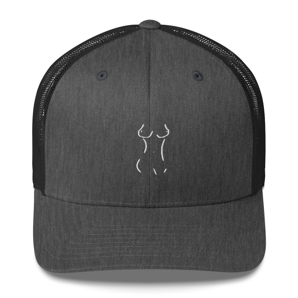 Curvy Nude White Thread Trucker Cap