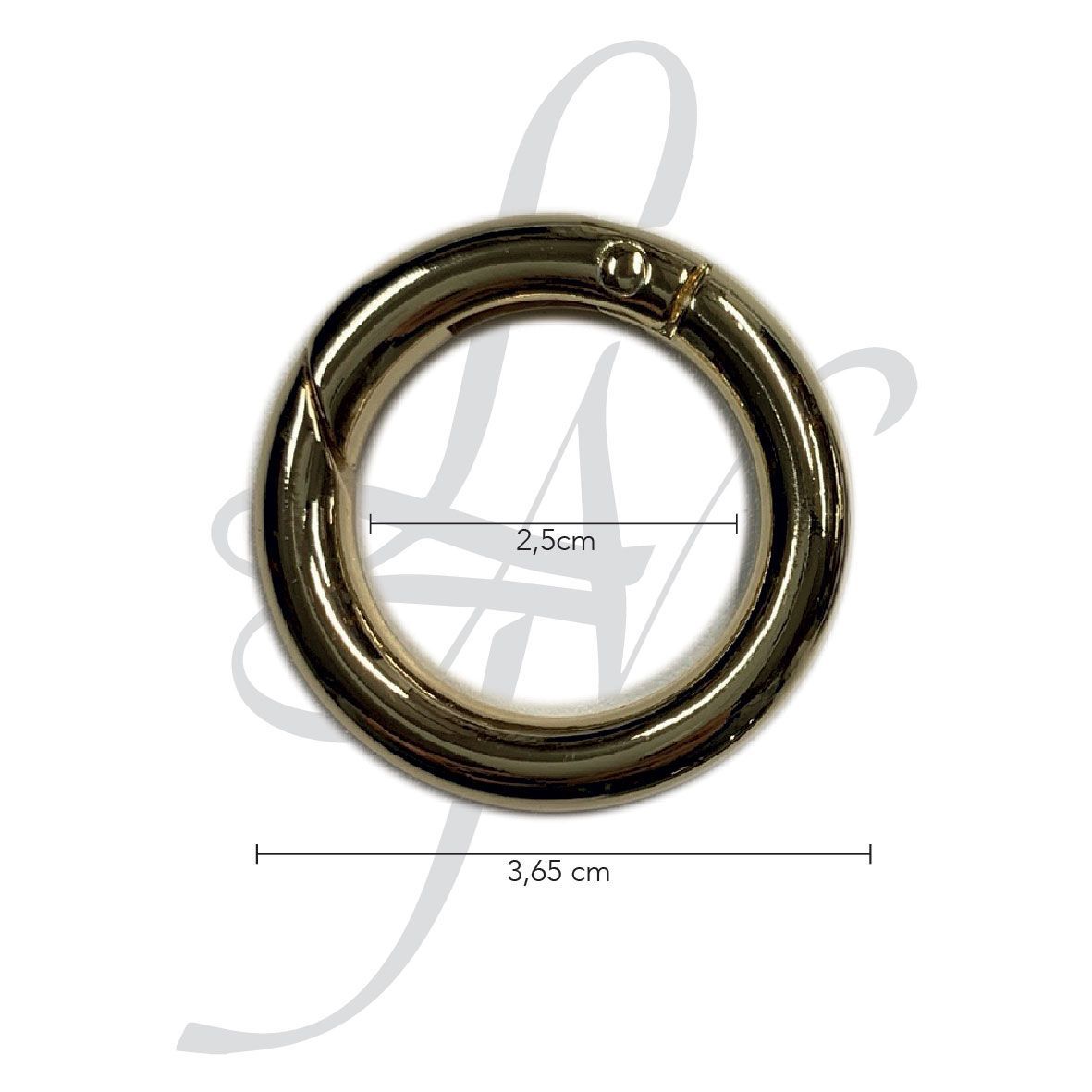 Anello moschettone 25mm, colore: oro