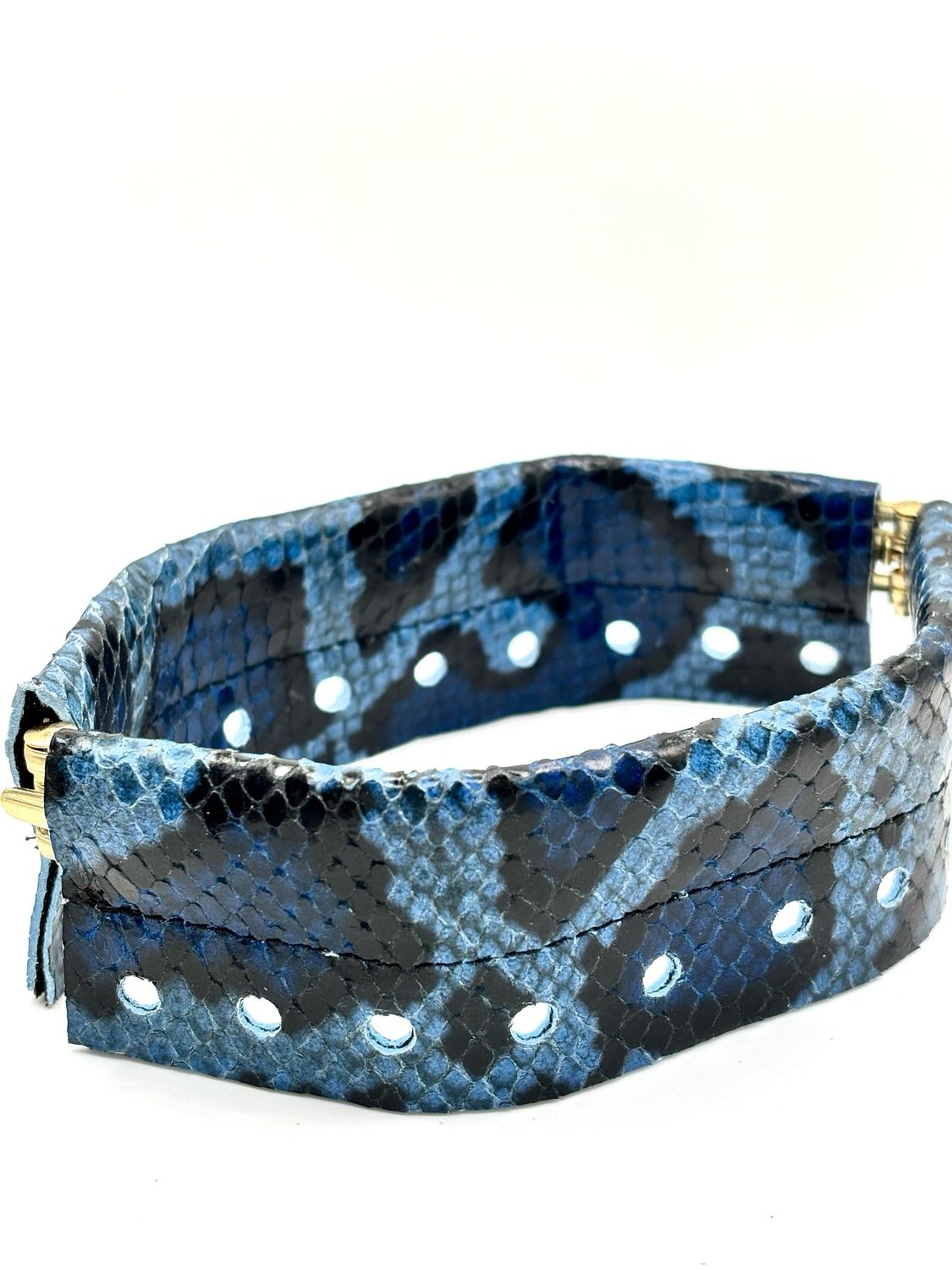Cerniera in pelle stampata, Colore: Blu