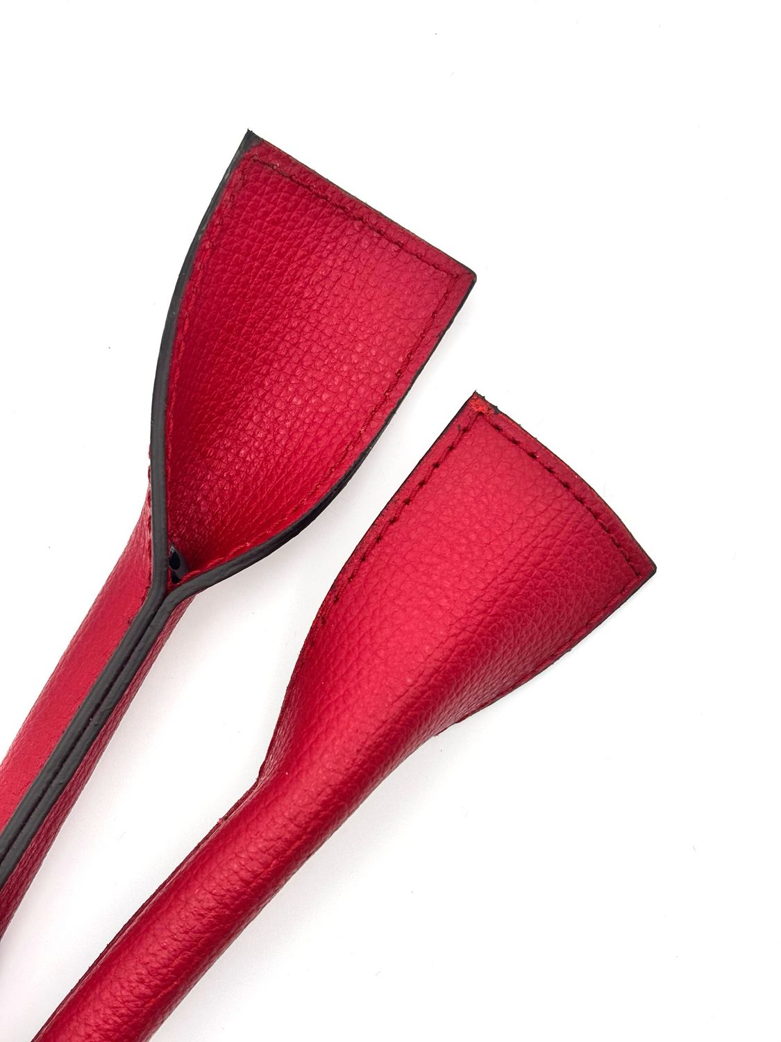 Manici in pelle tubolari corti, Colore: Rosso