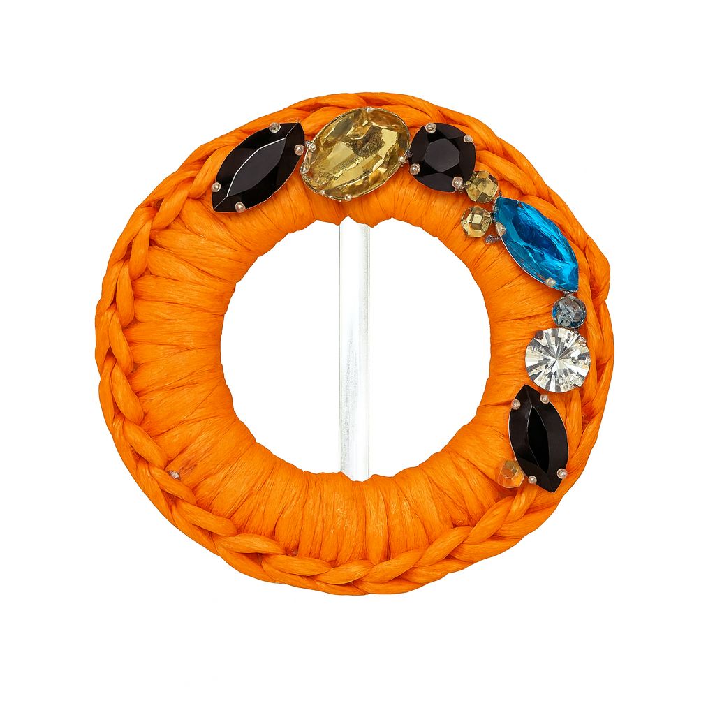 Fibbia in rafia gioiello, Colore: Arancione