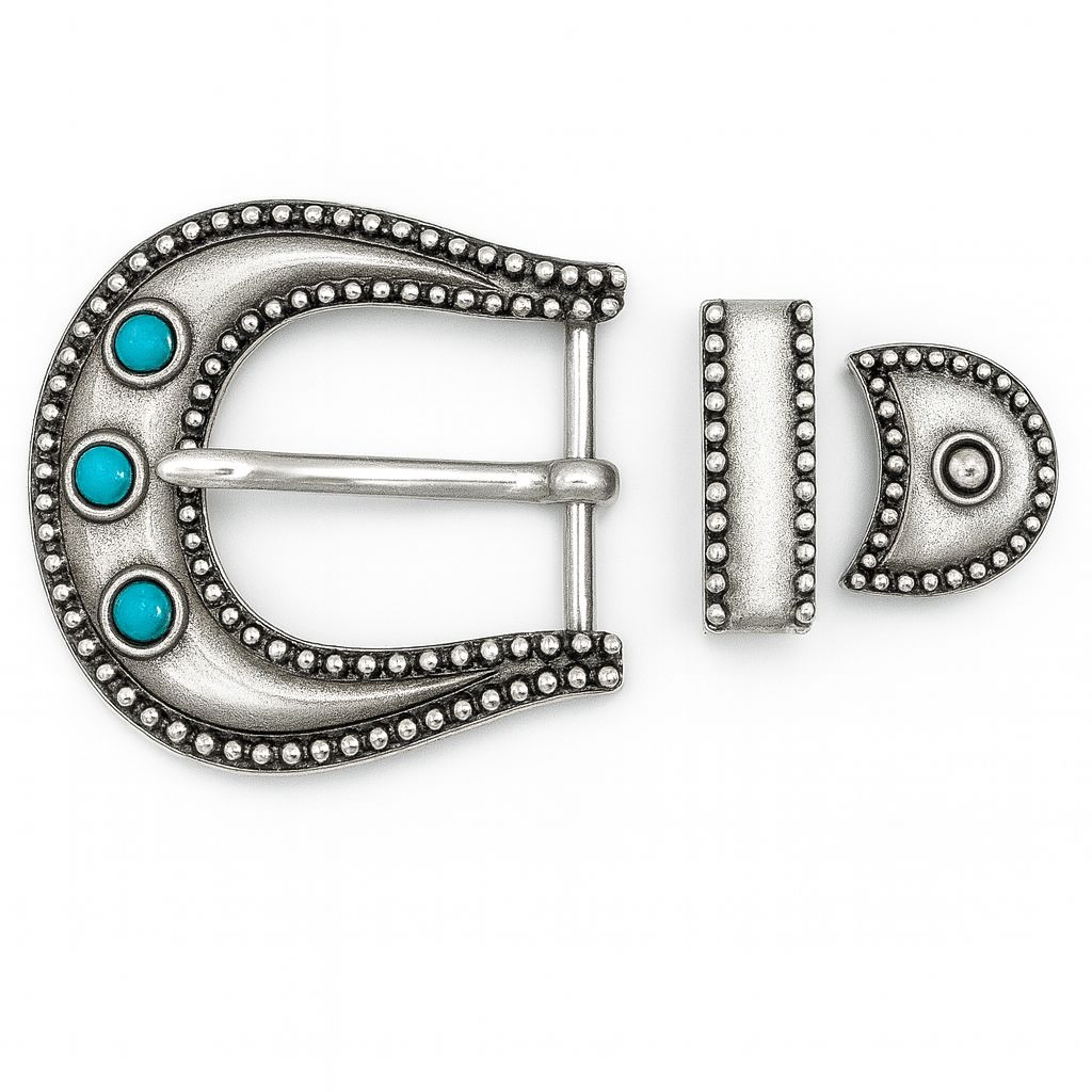 Fibbia con puntale e castoni, COLORE: Turchese