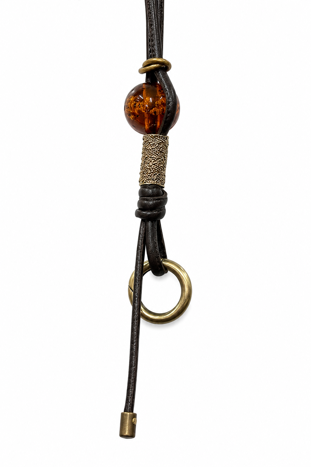 Manico in pelle artigianale con perle