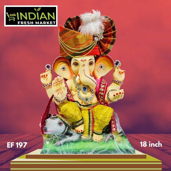 EF 197 - 18 Inch - Eco Friendly Mushak Ganesha Cloth + Diamond Work