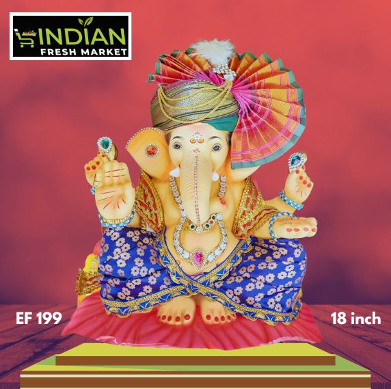 EF 199 - 18 Inch - Eco Friendly Flower Ganesha Cloth + Diamond Work