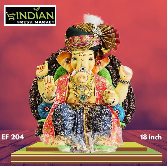 EF 204 - 18 Inch - Eco Friendly Lalbaugh Ganesha Cloth + Diamond Work