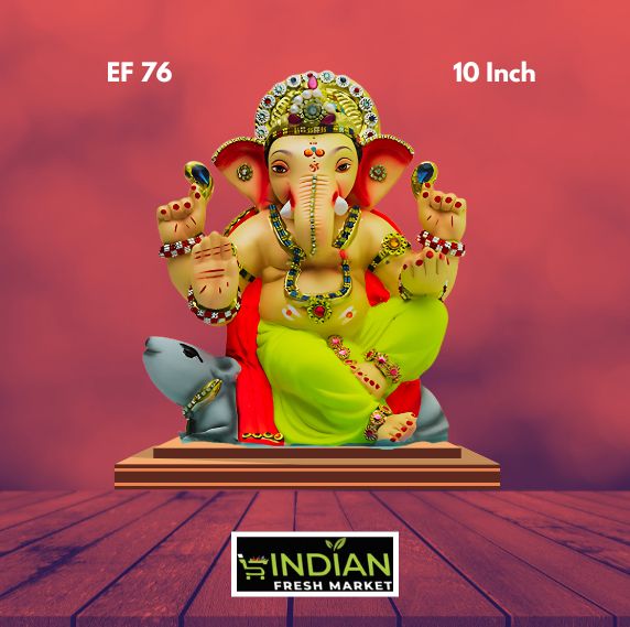 EF 76 - 10 Inch - Eco Friendly Mushak Ganesha Diamond Work