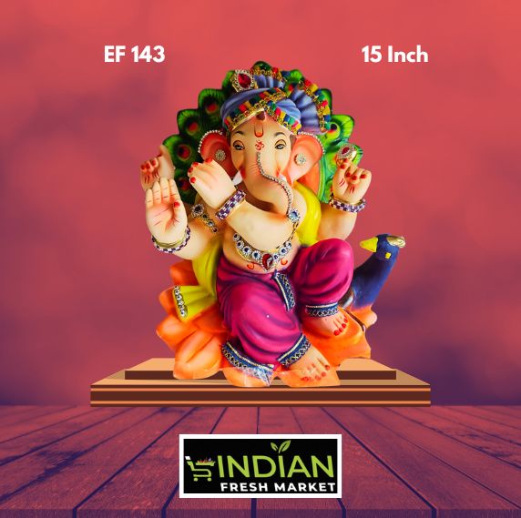 EF 143 - 15 Inch - Eco Friendly Peacock Ganesha Diamond Work