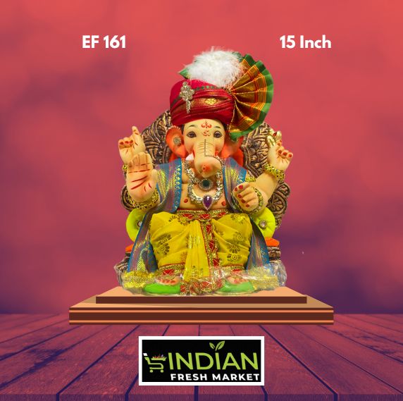 EF 161 - 15 Inch - Eco Friendly Lalbaugh Ganesha Cloth + Diamond Work