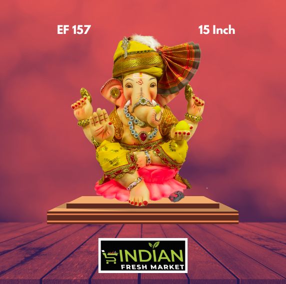 EF 157 - 15 Inch - Eco Friendly Lotus Ganesha Cloth + Diamond Work