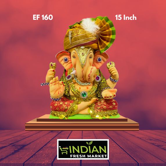 EF 160 - 15 Inch - Eco Friendly Dagdu Ganesha Cloth + Diamond Work