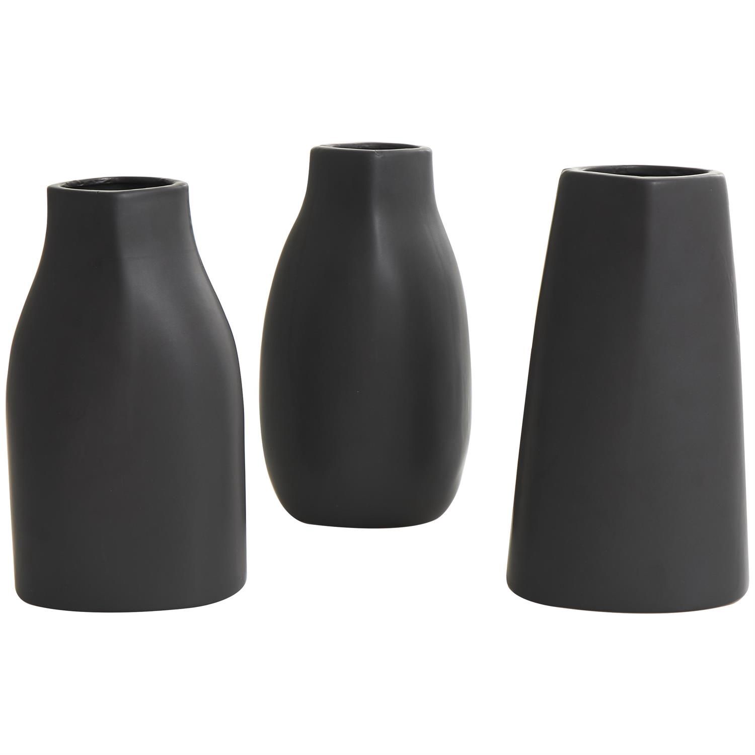 CER BLACK VASE 5"W, 9"H