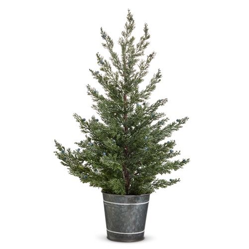 28" Pine Tree in Galvanized Bucket