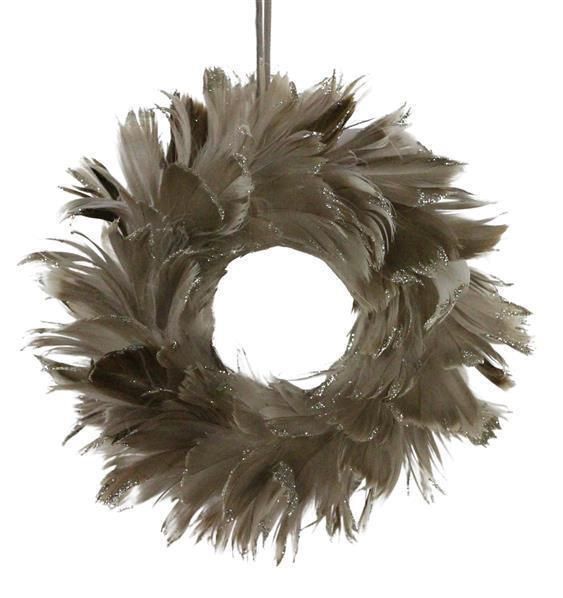 7"DIA FEATHER RING ORN TAUPE/CHAMP