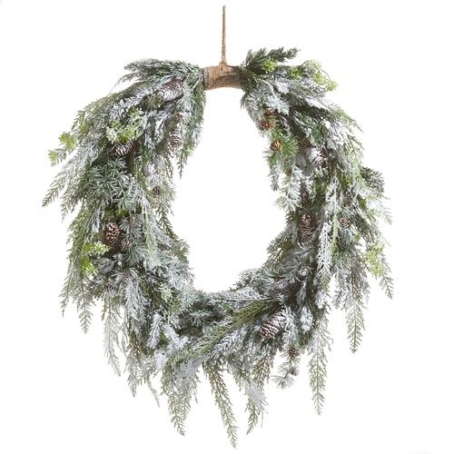36"Flocked Cedar &amp; Pinecone Wreath