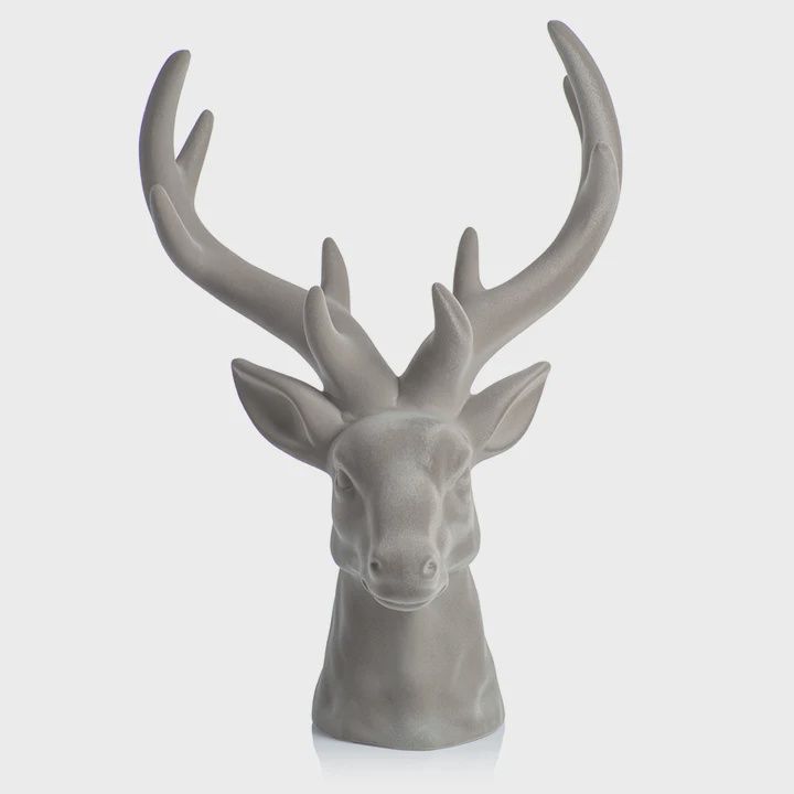 Flocked Cream Stag Head