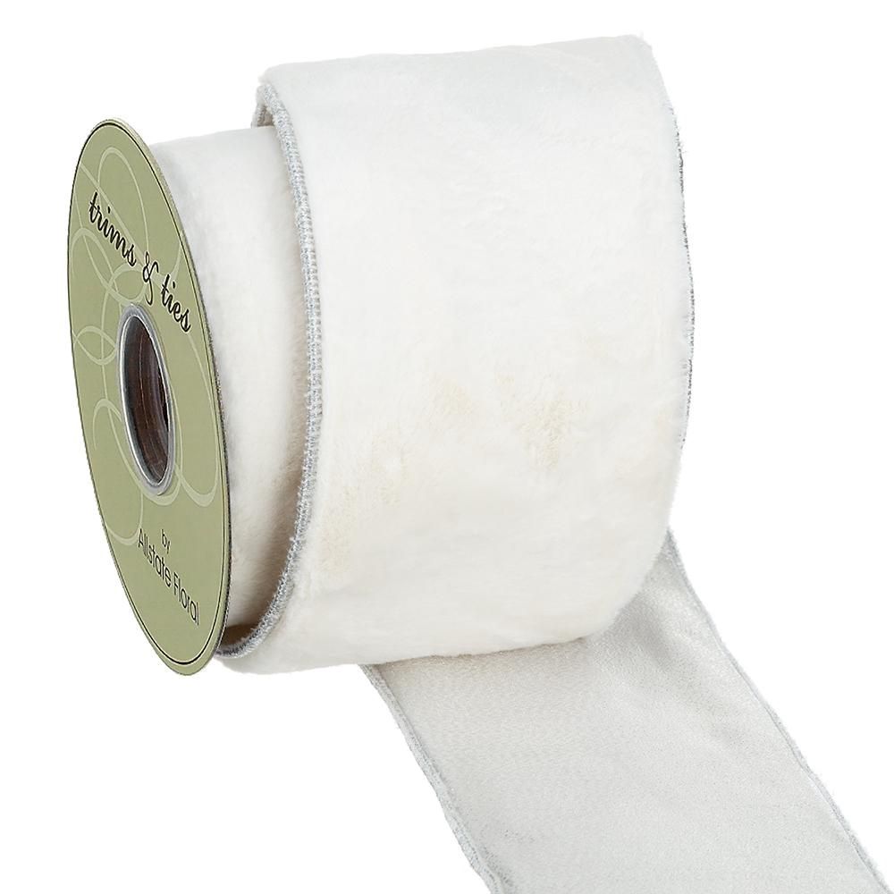 4"W Fur Ribbon(5yd) WH