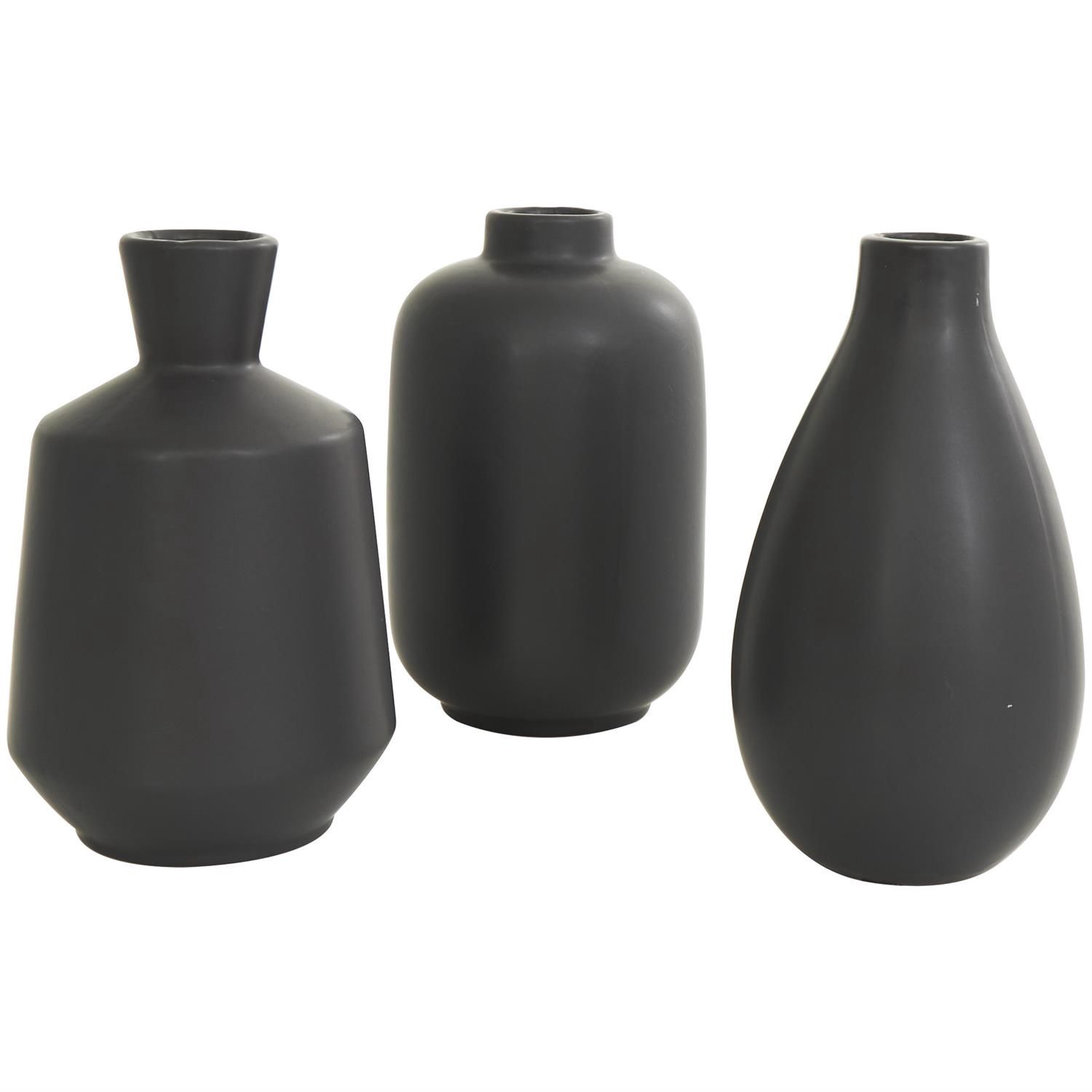 CER BLACK VASE 5"W, 8"H